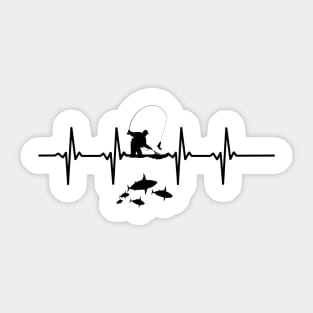 'Fishing Heartbeat' Amazing Fishing Gift Sticker